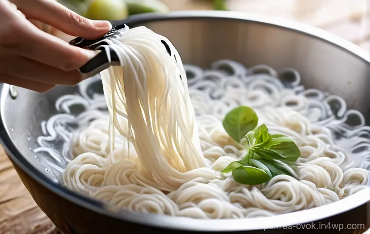 곤약을 활용한 저칼로리 대체 단백질 요리법 - ** Hands emptying a package of Konjac noodles into a colander under a stream of cold running water, ...