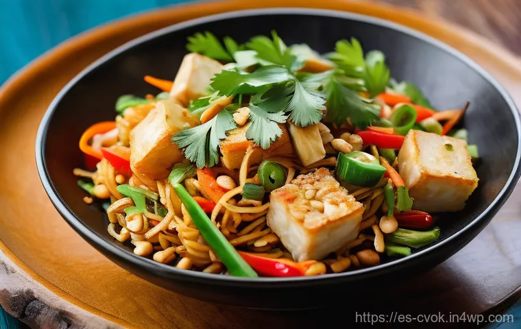 대체 단백질 요리법으로 만드는 볶음면 - Prompt 1: Thai-Inspired Spicy Tofu and Peanut Noodle Stir-fry**