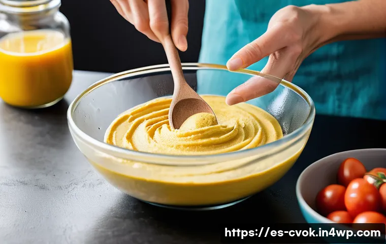 대체 단백질 요리로 만드는 달걀 대체재 활용법 - A bright, modern kitchen scene featuring a diverse spread of plant-based egg substitutes: a bowl of ...