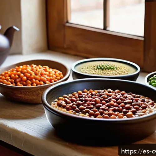 대체 단백질 요리법으로 만드는 저렴한 레시피 - A vibrant and inviting kitchen scene showcasing a rustic wooden table filled with an assortment of c...