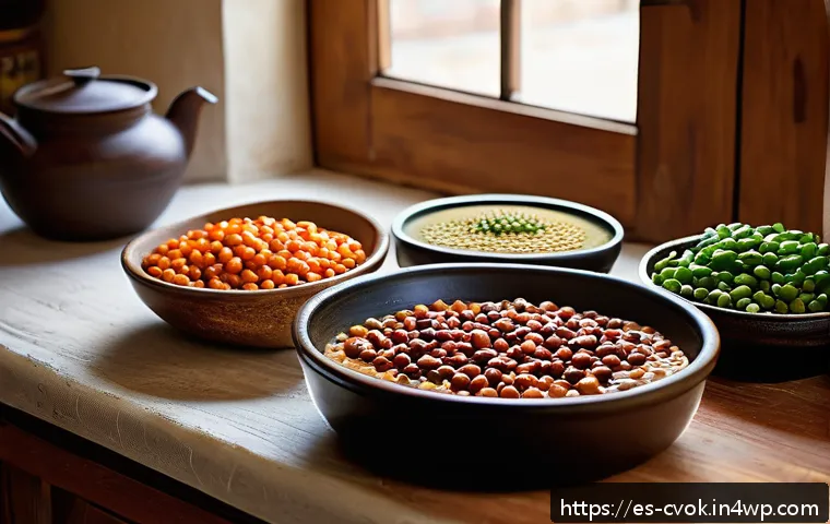 대체 단백질 요리법으로 만드는 저렴한 레시피 - A vibrant and inviting kitchen scene showcasing a rustic wooden table filled with an assortment of c...